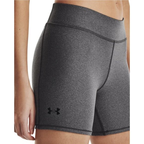 Under Armour Women 5” Charcoal Heather Middy Mid Rise Shorts (1360938) Small - Picture 3 of 11